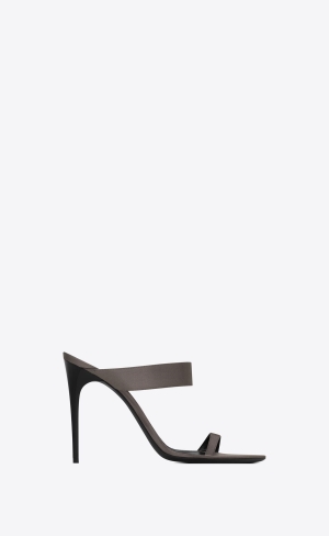 YSL Martha Mules In Silk Satin Grau | 74682-SIBU