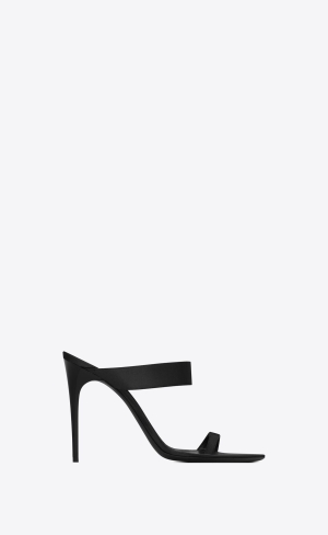 YSL Martha Mules In Silk Satin Schwarz | 15689-YXJU