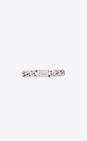 YSL Metal Curb Chain Bracelet Silber | 56038-OCHK