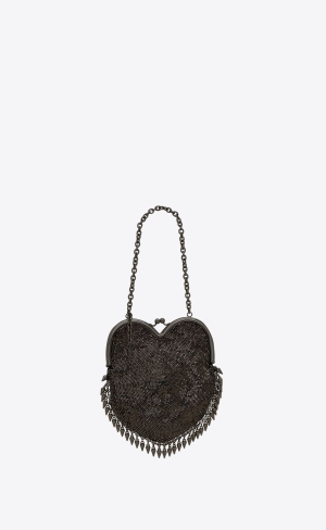 YSL Mini Heart Bag In Metal Mesh Dunkel | 45390-AWFC