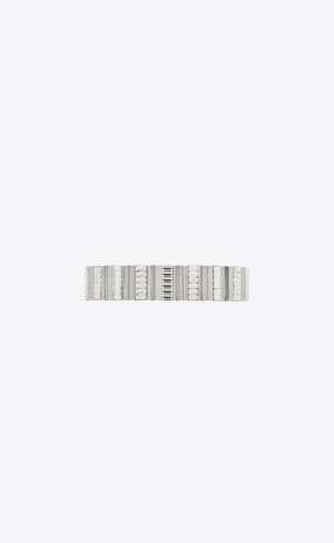YSL Odeon Rhinestone Cuff Bracelet In Metal Palladium And Crystal | 97143-TBWE