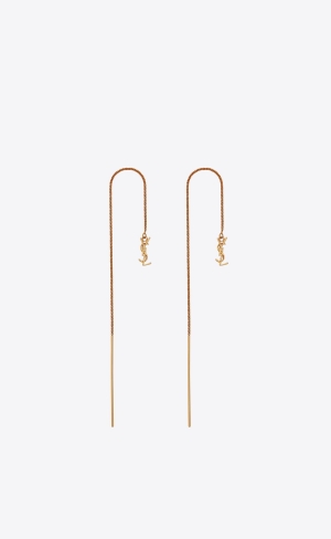 YSL Opyum Long Threader Earrings In Metal Gold | 19706-XMZD