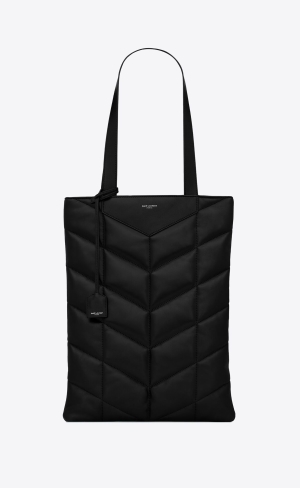 YSL Puffer Tote Bag In Smooth Lambskin Noir | 91463-DUXY
