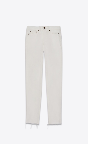 YSL Raw-edge Carrot-fit Jeans Chalk | 34892-EDNV