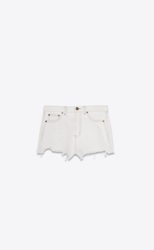 YSL Raw-edge Shorts Grau Weiß | 83724-BLJC