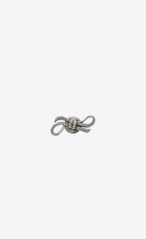 YSL Rhinestone Knot Pin In Metal Silber | 91570-PNSA