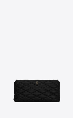 YSL Sade Large Clutch In Lambskin Schwarz | 83069-VWFE