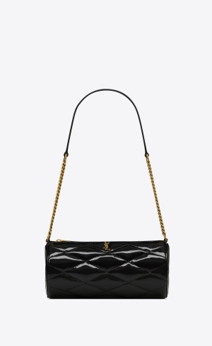 YSL Sade Mini In Gesteppt Lack Leder Schwarz | 39786-YOZF