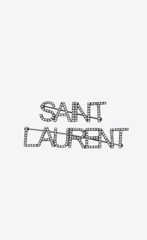 YSL Saint Laurent Brooches In Brass And Crystal Silber | 52807-WMNI