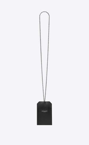 YSL Saint Laurent Card Case With Chain In Smooth Leder Schwarz | 94167-LHGP
