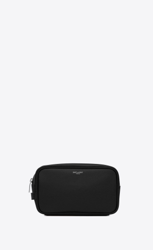 YSL Saint Laurent Paris Small Grooming Case In Grain De Poudre Embossed Leder Schwarz | 16730-TXFE
