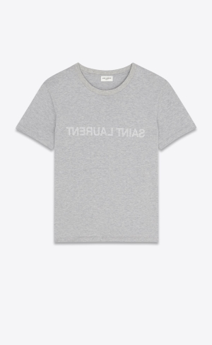 YSL Saint Laurent Reverse T-shirt Gris Chine Et Naturel | 27895-QUIZ