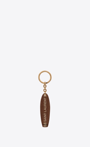 YSL Saint Laurent Surf Keyring In Wood Beige | 50239-PUXJ