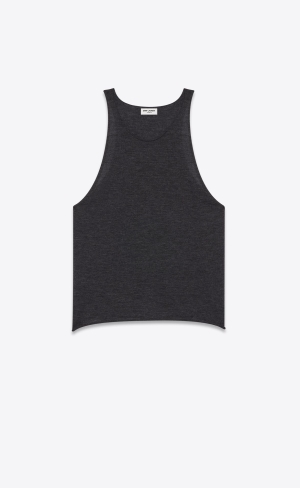 YSL Sheer Tank Top In Fine Cashmere Dunkelgrau | 58362-RIUK
