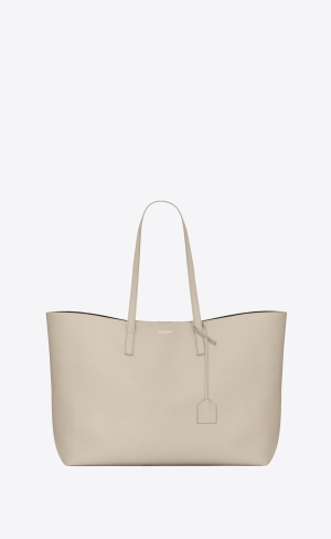 YSL Shopping Saint Laurent E/W In Supple Leder Blanc Vintage | 09547-ZKHP