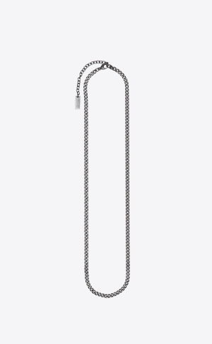 YSL Small Curb Chain Necklace In Metal Silber | 01839-ATJV