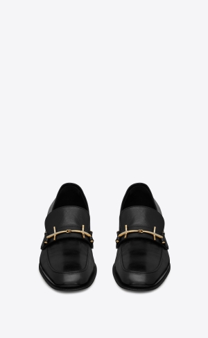 YSL Solferino Penny Slippers In Smooth Leder Noir | 03156-IGOU