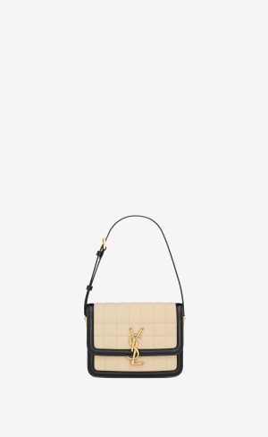 YSL Solferino Small In Gesteppt Nubuck Wildleder Weiß Schwarz | 64307-IRPJ