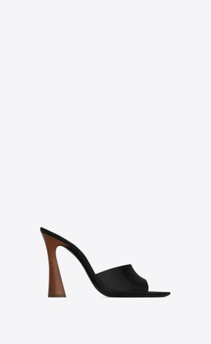 YSL Suite Mules In Smooth Leder Schwarz | 24786-RDGA