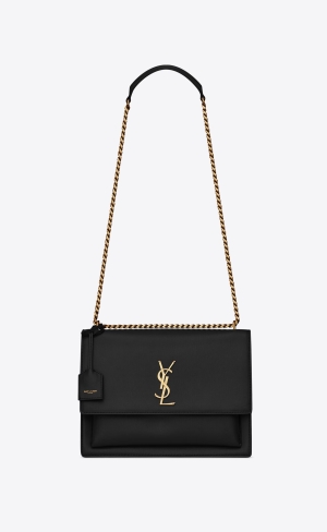 YSL Sunset Large Chain Bag In Smooth Leder Noir | 97032-MHUD