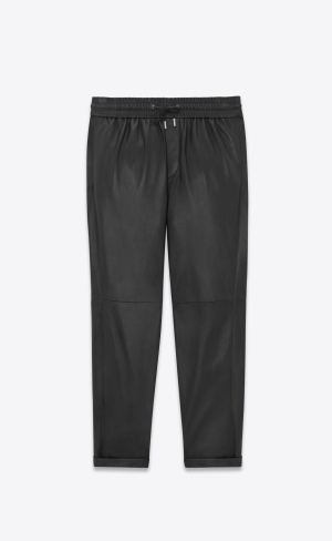 YSL Sweatpants In Lambskin Schwarz | 65407-BCRW