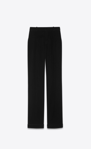 YSL Tailored Pants In Cupro Velvet Noir | 75324-HMFY