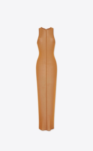YSL Tank Top Kleider In Knit Ocre | 92041-ZWEF
