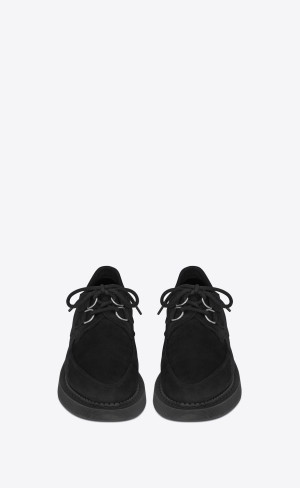 YSL Teddy Derbies In Wildleder Schwarz | 06529-PERA