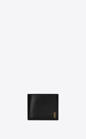 YSL Tiny Cassandre East/West Wallet In Shiny Leder Schwarz | 05376-QYNF