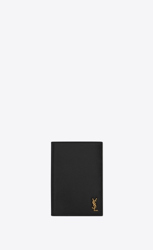 YSL Tiny Cassandre Passport Case In Smooth Leder Schwarz | 14896-POIR