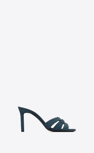 YSL Tribute Mules In Denim Navy | 18654-AKET