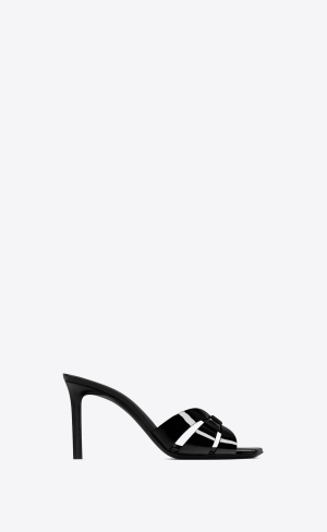 YSL Tribute Mules In Lack Leder Schwarz | 34570-FECN