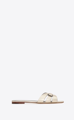 YSL Tribute Mules In Metallic Leder Gold | 50697-RBQI