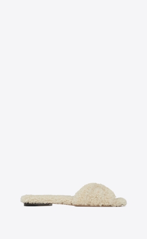 YSL Tribute Mules In Shearling Naturel | 92870-KGYC