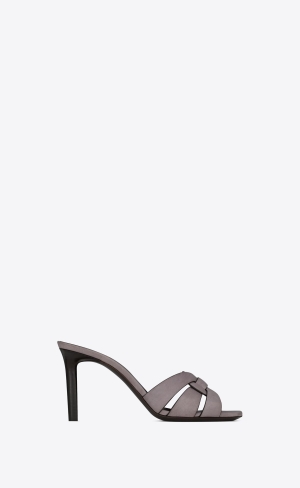 YSL Tribute Mules In Smooth Leder Gris Apia | 49218-VNBJ