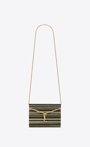 YSL Vicky Miniaudiere In Plexiglass Schwarz Grün Grau | 10843-MUWY